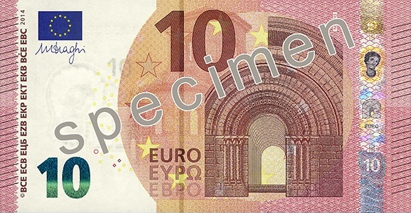 Новая банкнота номиналом в 10 евро второй серии – серии «Европа» 