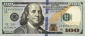 Первые фальшивые банкноты номиналом 100 долларов США серии 2009 А, обнаруженные на территории Российской Федерации