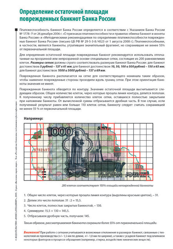  Методический материал по определению остаточной площади поврежденных банкнот Банка России